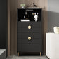 Modern Rectangle Chest Wood Straight Legs Side Cabinet with Drawer 27.5"L x 16"W x 53"H Black Clearhalo 'Cabinets & Chests' 'cabinets_chests' 'furn' 'furn_cabinets_chests' 'Furniture' 'Living Room Furniture' 5874122