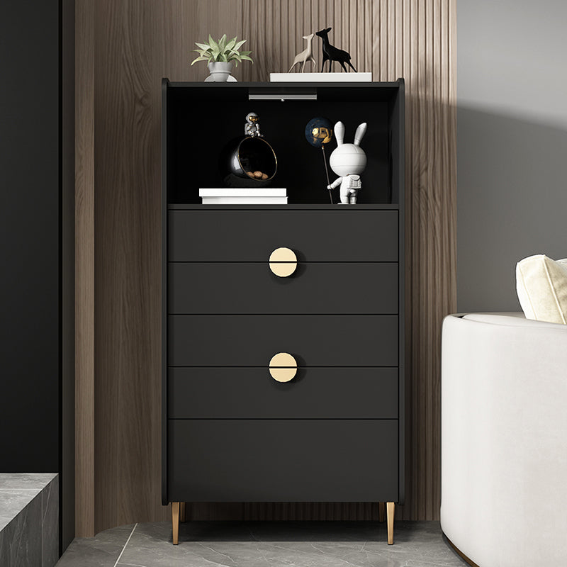 Modern Rectangle Chest Wood Straight Legs Side Cabinet with Drawer 27.5"L x 16"W x 53"H Black Clearhalo 'Cabinets & Chests' 'cabinets_chests' 'furn' 'furn_cabinets_chests' 'Furniture' 'Living Room Furniture' 5874122