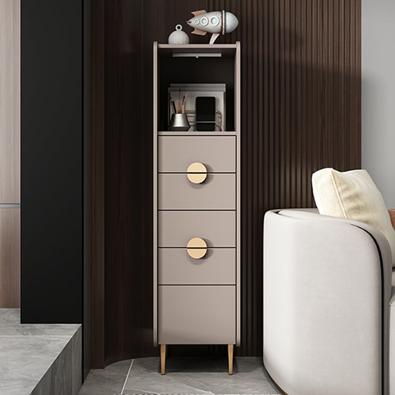 Modern Rectangle Chest Wood Straight Legs Side Cabinet with Drawer 13.8"L x 15.7"W x 53.1"H Grey Clearhalo 'Cabinets & Chests' 'cabinets_chests' 'furn' 'furn_cabinets_chests' 'Furniture' 'Living Room Furniture' 5874125