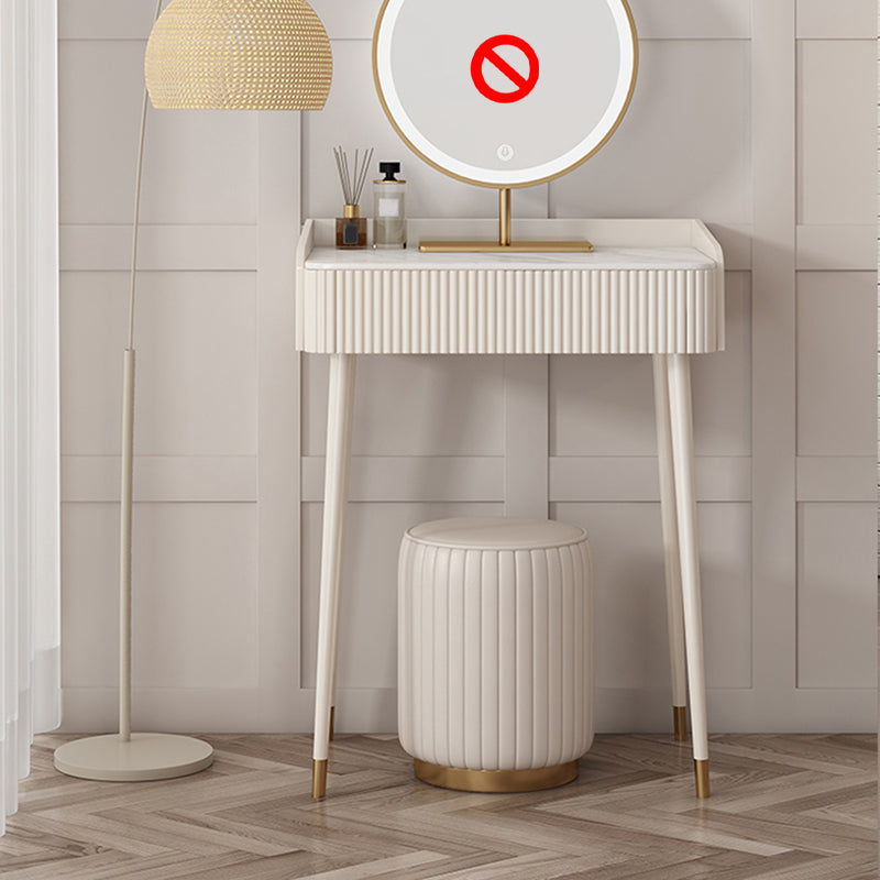 Slate Top Vanity Dressing Table Set Glam Beige Makeup Counter with Drawer Makeup Vanity & Stools Cabinet Not Included Clearhalo 'Bedroom Furniture' 'furn' 'furn_makeup_vanities' 'Furniture' 'Makeup Vanities' 'makeup_vanities' 5874289