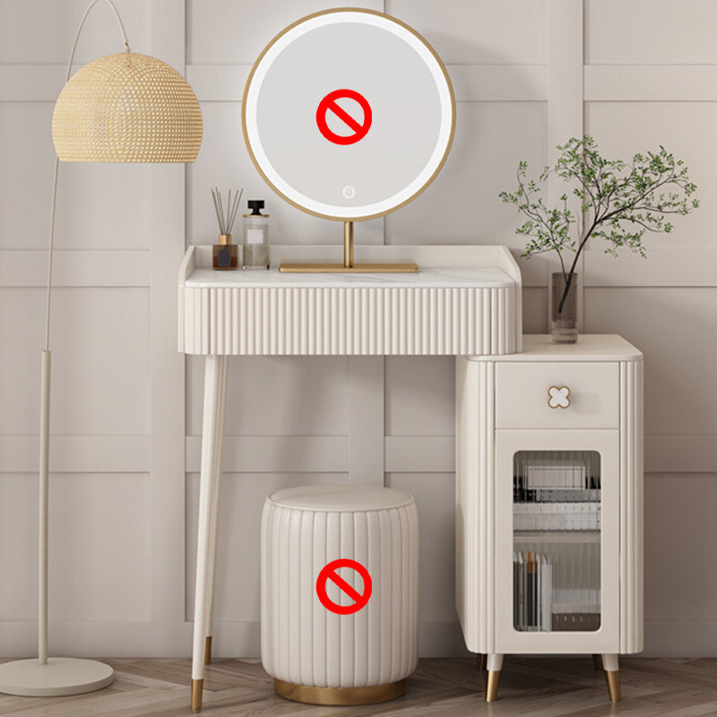 Slate Top Vanity Dressing Table Set Glam Beige Makeup Counter with Drawer Makeup Vanity Cabinet Included Clearhalo 'Bedroom Furniture' 'furn' 'furn_makeup_vanities' 'Furniture' 'Makeup Vanities' 'makeup_vanities' 5874294