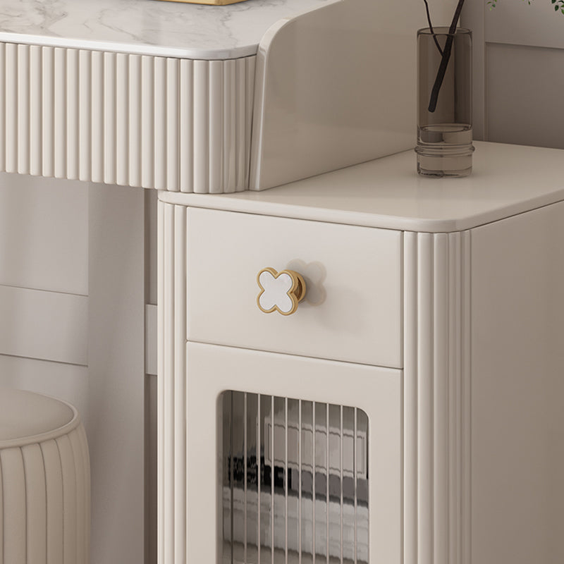 Slate Top Vanity Dressing Table Set Glam Beige Makeup Counter with Drawer Clearhalo 'Bedroom Furniture' 'furn' 'furn_makeup_vanities' 'Furniture' 'Makeup Vanities' 'makeup_vanities' 5874298