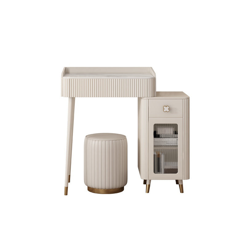 Slate Top Vanity Dressing Table Set Glam Beige Makeup Counter with Drawer Clearhalo 'Bedroom Furniture' 'furn' 'furn_makeup_vanities' 'Furniture' 'Makeup Vanities' 'makeup_vanities' 5874304