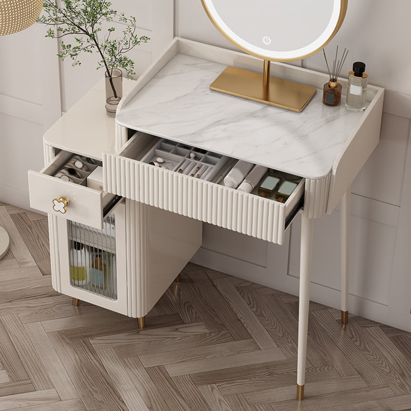 Slate Top Vanity Dressing Table Set Glam Beige Makeup Counter with Drawer Clearhalo 'Bedroom Furniture' 'furn' 'furn_makeup_vanities' 'Furniture' 'Makeup Vanities' 'makeup_vanities' 5874306