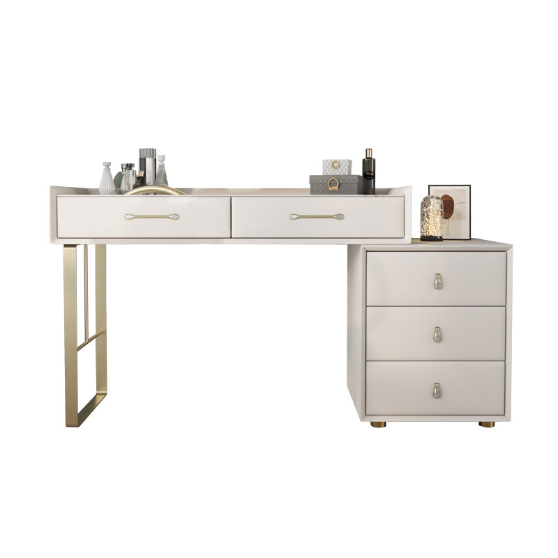 5 Storage Drawers Dressing Table Stool Set Glam Slate Top Makeup Counter