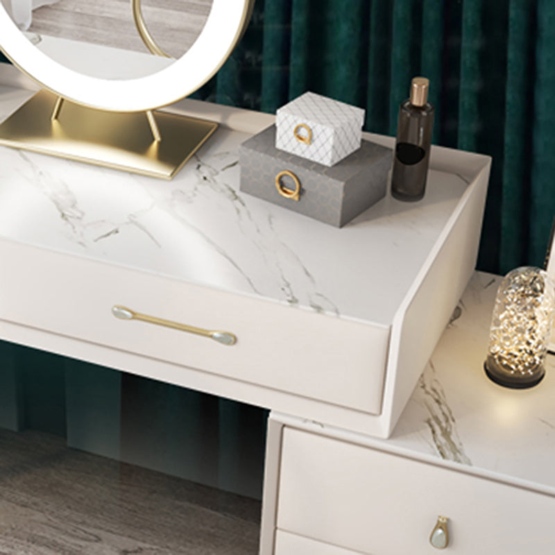 5 Storage Drawers Dressing Table Stool Set Glam Slate Top Makeup Counter