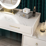 5 Storage Drawers Dressing Table Stool Set Glam Slate Top Makeup Counter