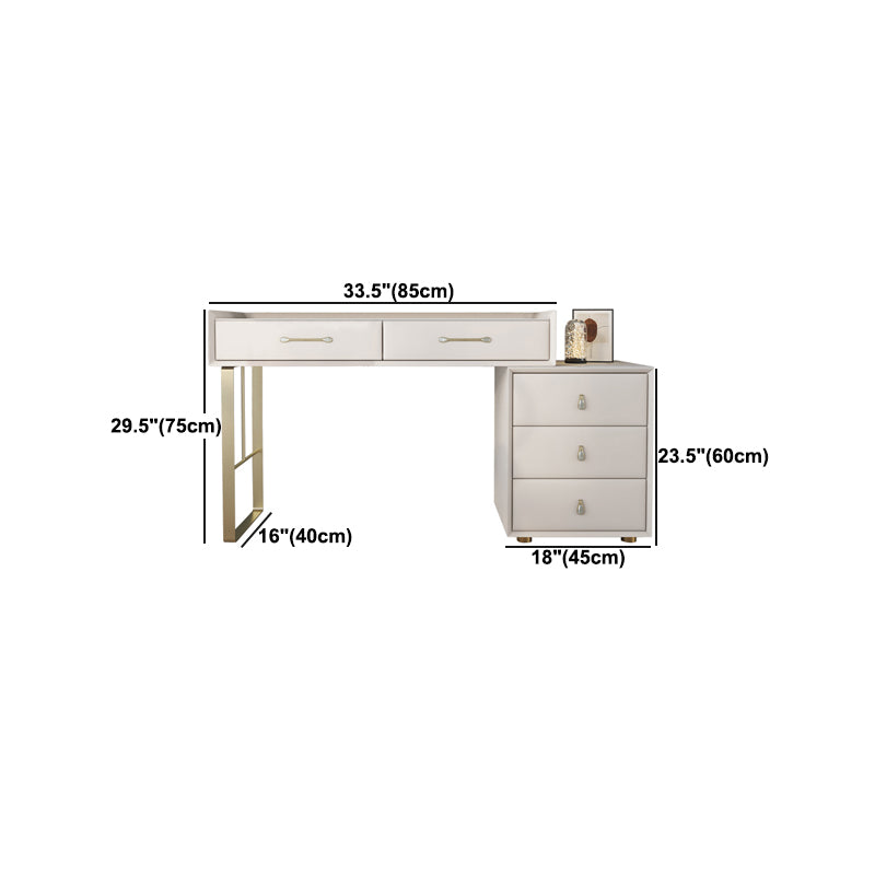 5 Storage Drawers Dressing Table Stool Set Glam Slate Top Makeup Counter