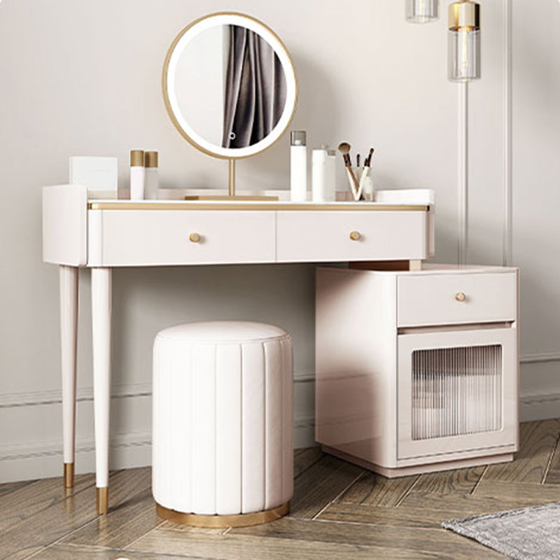 Glam Makeup Vanity Desk Slate Top Dressing Table With 3 Storage Drawers Clearhalo 'Bedroom Furniture' 'furn' 'furn_makeup_vanities' 'Furniture' 'Makeup Vanities' 'makeup_vanities' 5874462