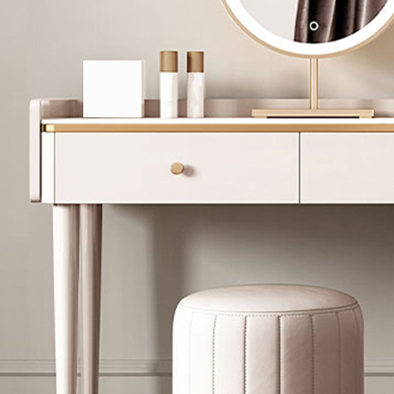 Glam Makeup Vanity Desk Slate Top Dressing Table With 3 Storage Drawers Clearhalo 'Bedroom Furniture' 'furn' 'furn_makeup_vanities' 'Furniture' 'Makeup Vanities' 'makeup_vanities' 5874467