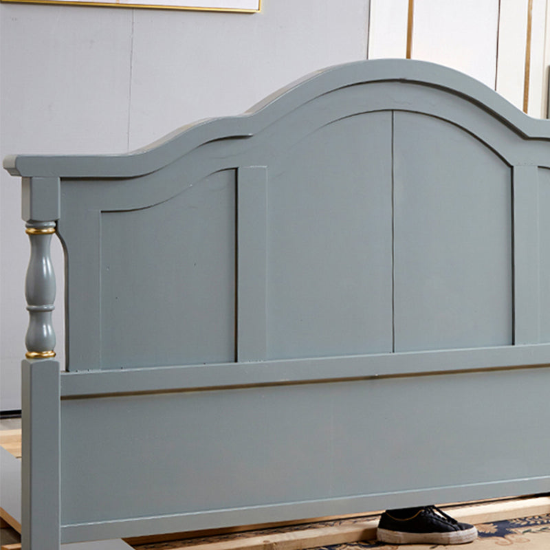 Contemporary Solid Wood Standard Bed with Camelback Headboard