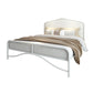 Glam Panel Bed with Camelback Headboard, Metal and Upholstered Bed Frame White Clearhalo 'Bedroom Furniture' 'Beds' 'furn' 'furn_beds' 'Furniture' 5874484