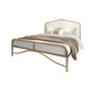 Glam Panel Bed with Camelback Headboard, Metal and Upholstered Bed Frame Clearhalo 'Bedroom Furniture' 'Beds' 'furn' 'furn_beds' 'Furniture' 5874488
