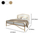 Glam Panel Bed with Camelback Headboard, Metal and Upholstered Bed Frame Clearhalo 'Bedroom Furniture' 'Beds' 'furn' 'furn_beds' 'Furniture' 5874495