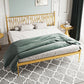 Glam Metal Open-Frame Bed with Rectangular Headboard, 45.3" Tall Gold Clearhalo 'Bedroom Furniture' 'Beds' 'furn' 'furn_beds' 'Furniture' 5874501