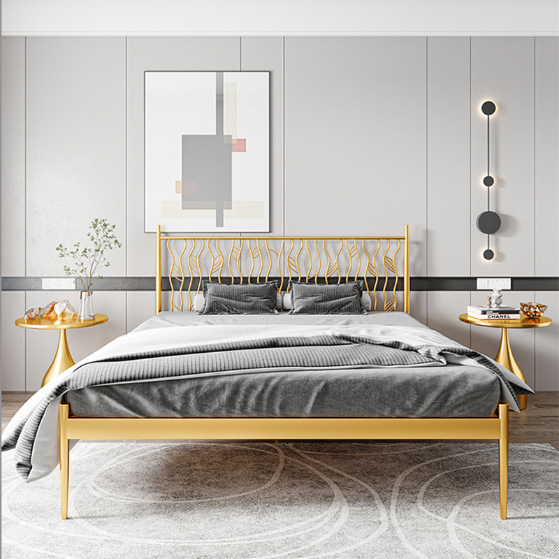 Glam Metal Open-Frame Bed with Rectangular Headboard, 45.3" Tall Clearhalo 'Bedroom Furniture' 'Beds' 'furn' 'furn_beds' 'Furniture' 5874509