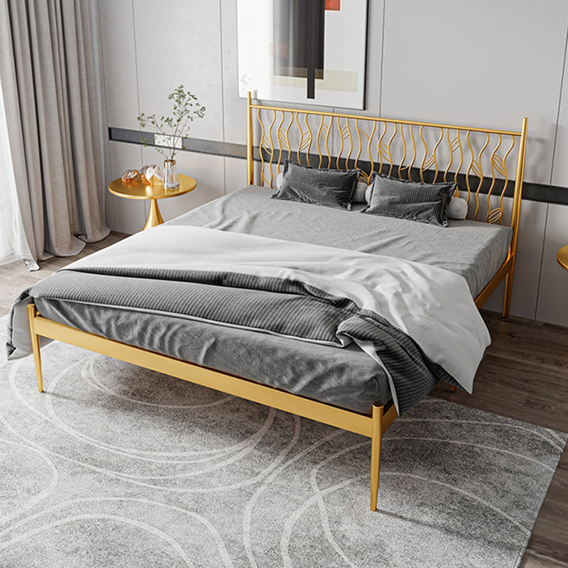 Glam Metal Open-Frame Bed with Rectangular Headboard, 45.3" Tall Clearhalo 'Bedroom Furniture' 'Beds' 'furn' 'furn_beds' 'Furniture' 5874510