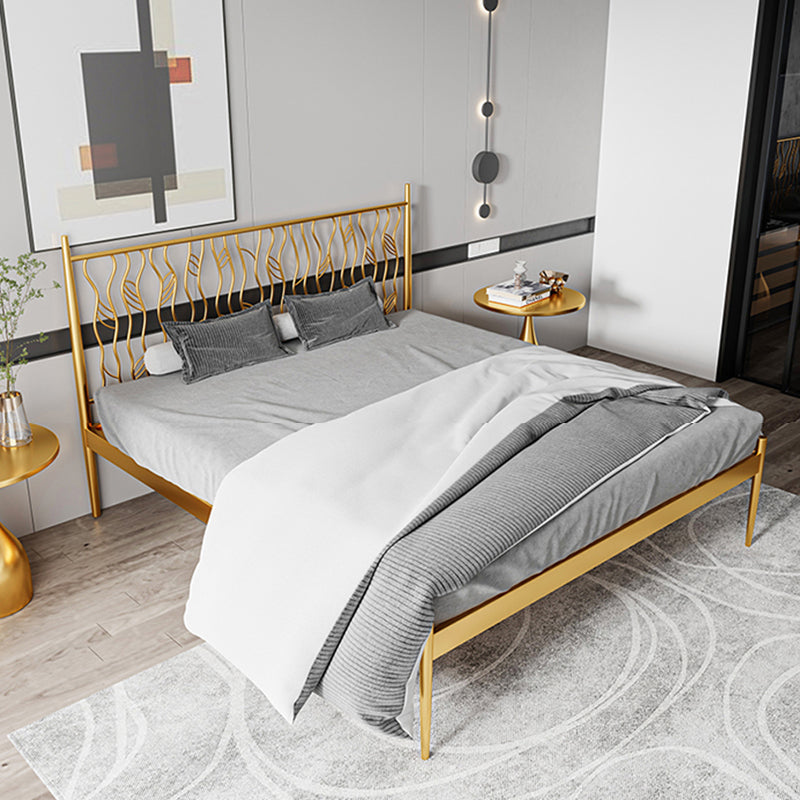 Glam Metal Open-Frame Bed with Rectangular Headboard, 45.3" Tall Clearhalo 'Bedroom Furniture' 'Beds' 'furn' 'furn_beds' 'Furniture' 5874511