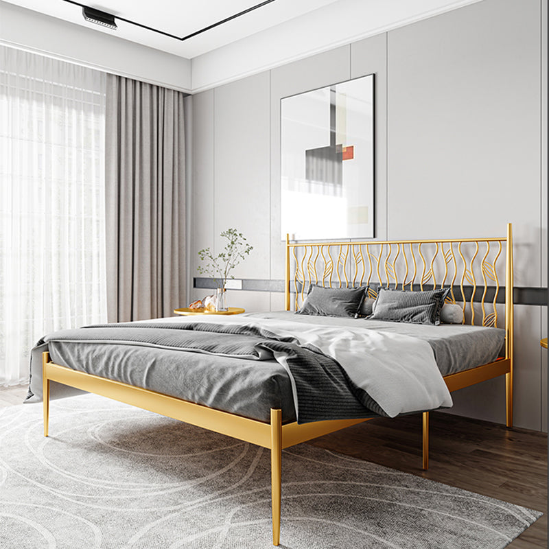 Glam Metal Open-Frame Bed with Rectangular Headboard, 45.3" Tall Clearhalo 'Bedroom Furniture' 'Beds' 'furn' 'furn_beds' 'Furniture' 5874512