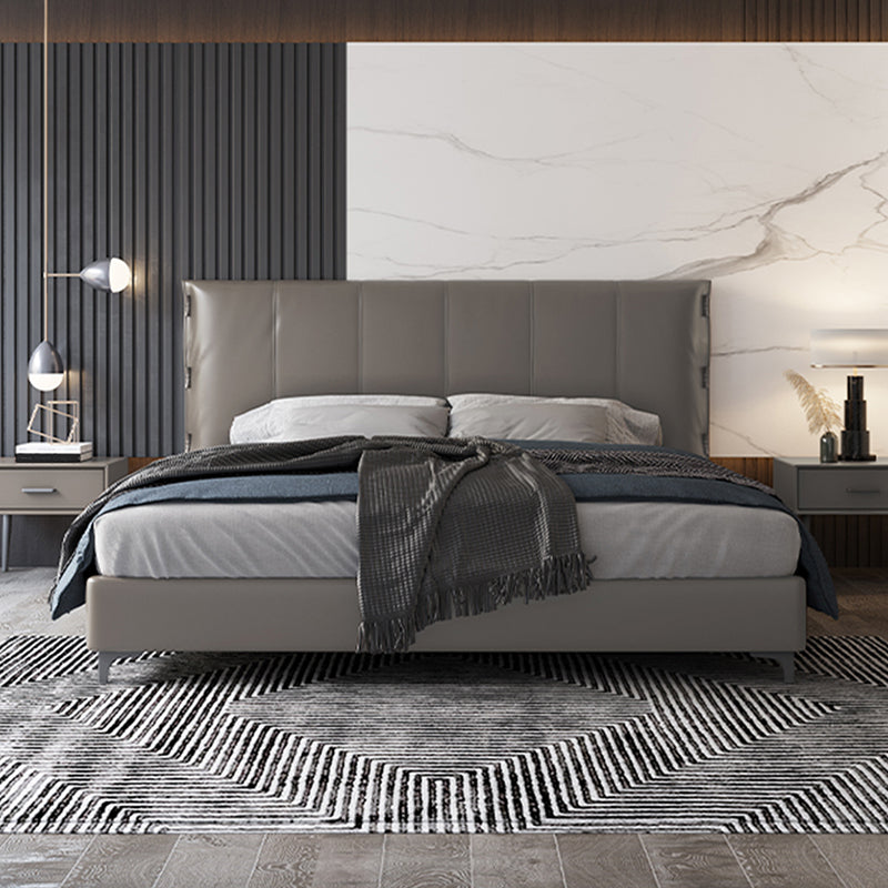 Wood and Upholstered Standard Bed Contemporary Panel Bed, 47" Tall California King Clearhalo 'Bedroom Furniture' 'Beds' 'furn' 'furn_beds' 'Furniture' 5874534