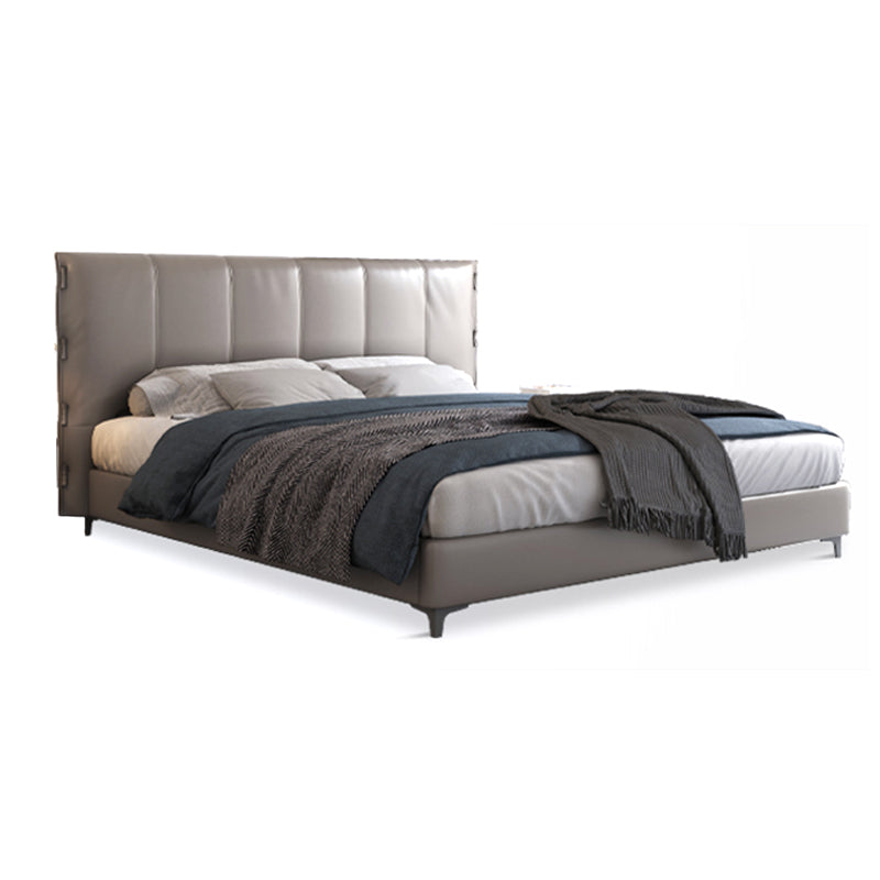 Wood and Upholstered Standard Bed Contemporary Panel Bed, 47" Tall Clearhalo 'Bedroom Furniture' 'Beds' 'furn' 'furn_beds' 'Furniture' 5874538