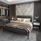 Glam Open-Frame Bed Metal and Upholstered Standard Bed, 43.3" Tall Black Clearhalo 'Bedroom Furniture' 'Beds' 'furn' 'furn_beds' 'Furniture' 5874574