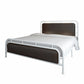 Glam Open-Frame Bed Metal and Upholstered Standard Bed, 43.3" Tall White Clearhalo 'Bedroom Furniture' 'Beds' 'furn' 'furn_beds' 'Furniture' 5874575