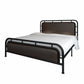 Glam Open-Frame Bed Metal and Upholstered Standard Bed, 43.3" Tall Full XL Black Clearhalo 'Bedroom Furniture' 'Beds' 'furn' 'furn_beds' 'Furniture' 5874577
