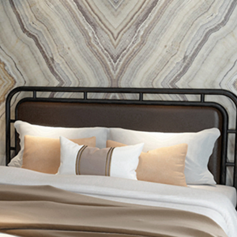 Glam Open-Frame Bed Metal and Upholstered Standard Bed, 43.3" Tall Clearhalo 'Bedroom Furniture' 'Beds' 'furn' 'furn_beds' 'Furniture' 5874579