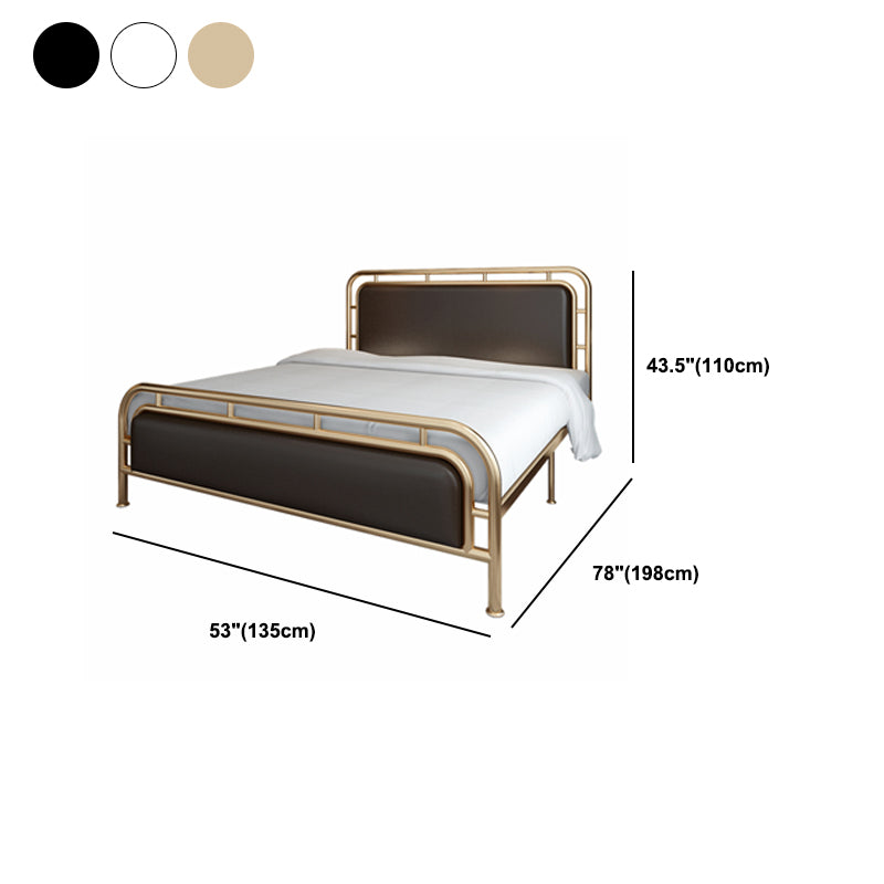 Glam Open-Frame Bed Metal and Upholstered Standard Bed, 43.3" Tall Clearhalo 'Bedroom Furniture' 'Beds' 'furn' 'furn_beds' 'Furniture' 5874584