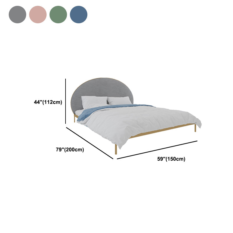 Marco de lecho de metal glamoroso y tapizado con cabecera tapizada arqueada