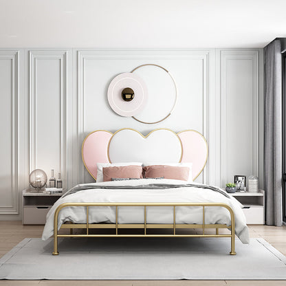 Metal Panel Bed Glam 51" Tall Standard Bed with Upholstered Headboard