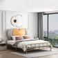 Metal Panel Bed Glam 51" Tall Standard Bed with Upholstered Headboard