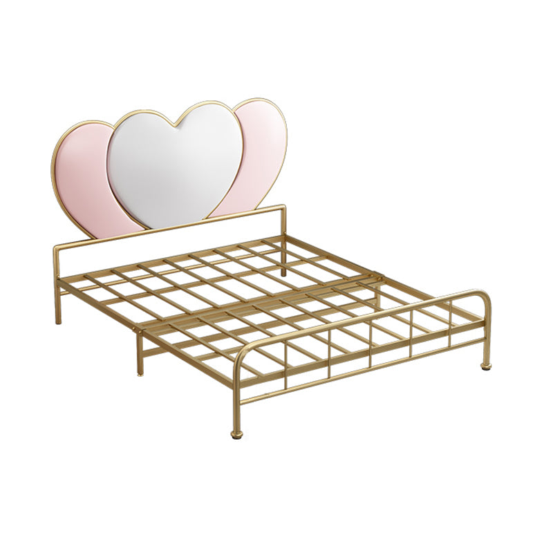 Metal Panel Bed Glam 51" Tall Standard Bed with Upholstered Headboard