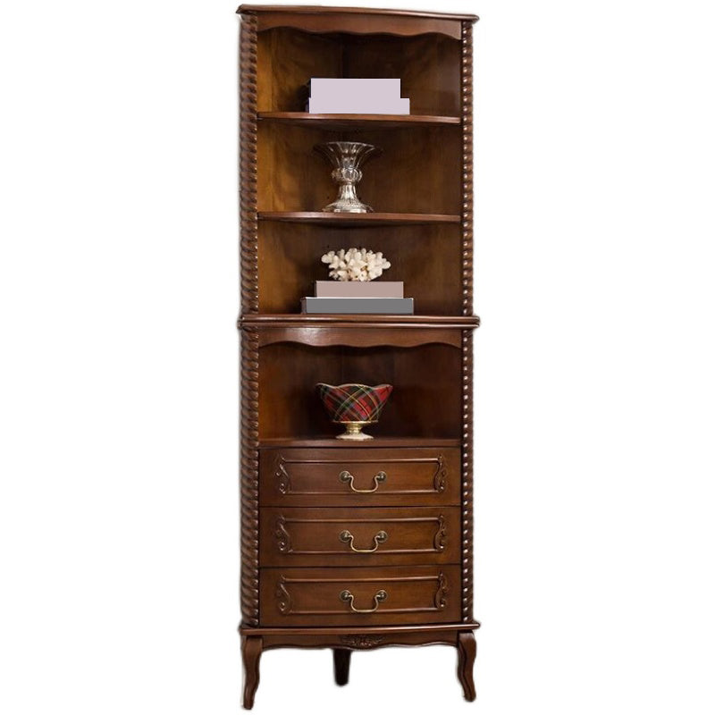 Hedendaagse massieve houten hoekkist, bruine accentkist met planken