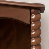 Cofre de esquina de madera maciza contemporánea, cofre de acento marrón con estantes