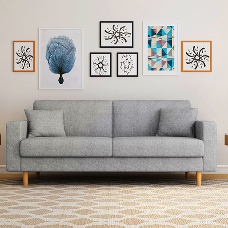 Canapé en tissu contemporain canapé de bras carré de 3 places avec 2 oreillers