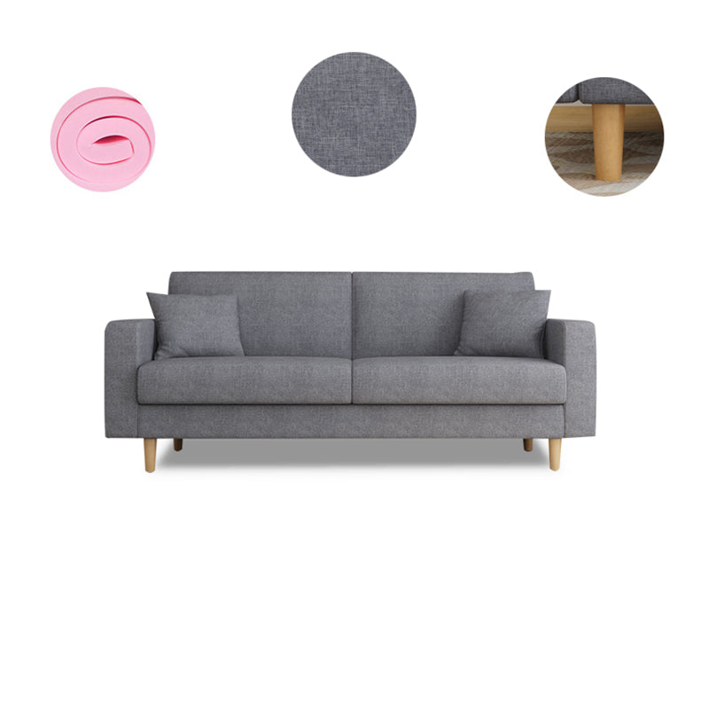 Canapé en tissu contemporain canapé de bras carré de 3 places avec 2 oreillers