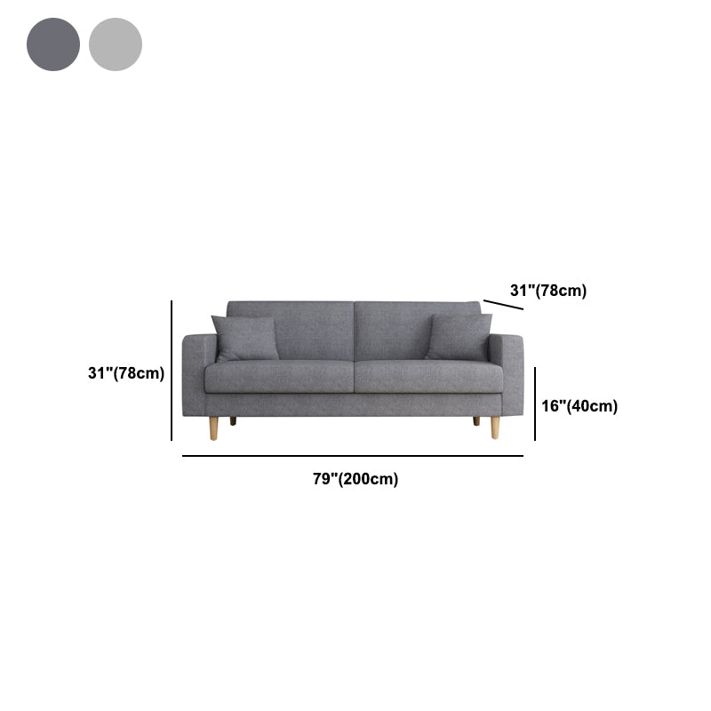 Canapé en tissu contemporain canapé de bras carré de 3 places avec 2 oreillers