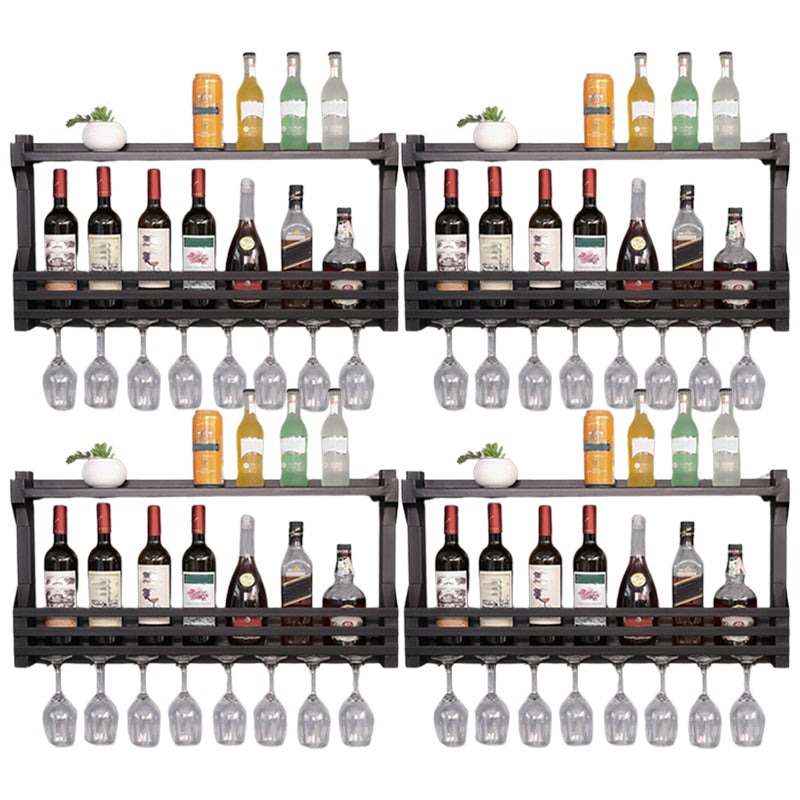 Muur gemonteerd ijzeren wijnglas stengel rekhouder moderne wijnrekken met plank