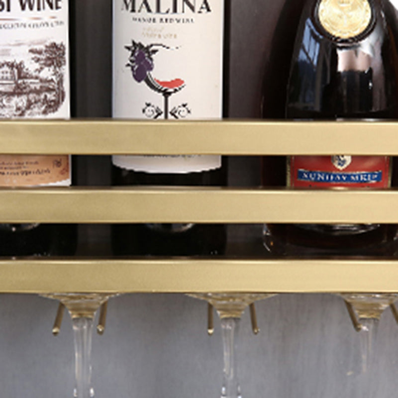 Muur gemonteerd ijzeren wijnglas stengel rekhouder moderne wijnrekken met plank