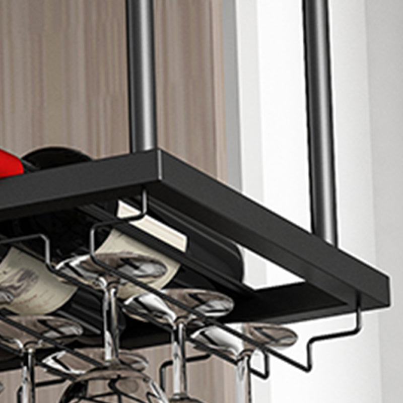 Botella de vino de hierro moderna y estante de vidrio colgante Kit de estante de vino ajustable