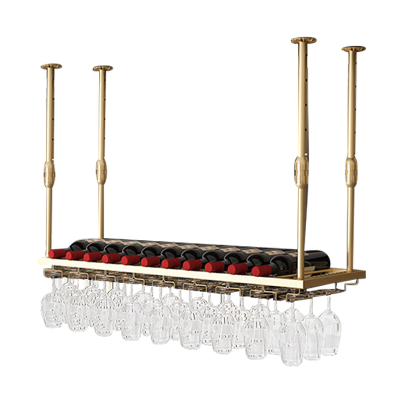 モダンアイアンワインボトル＆ガラスラックハンギング調整可能なワインラックキット