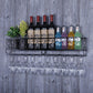 Metal Modern Wine Shelf with Bottle Stemware Holder Wall Mounted Wine Racks 31.5"L x 3.9"W x 6.7"H Black 1 Piece Clearhalo 'furn' 'furn_wine_racks' 'Furniture' 'Kitchen & Dining Furniture' 'Wine Racks' 'wine_racks' 5874980