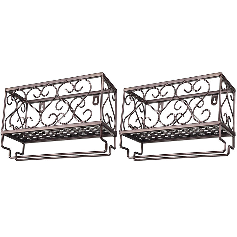 Metal Modern Wine Shelf with Bottle Stemware Holder Wall Mounted Wine Racks 9.8"L x 3.9"W x 6.7"H Coppery 2 Piece Set Clearhalo 'furn' 'furn_wine_racks' 'Furniture' 'Kitchen & Dining Furniture' 'Wine Racks' 'wine_racks' 5874990