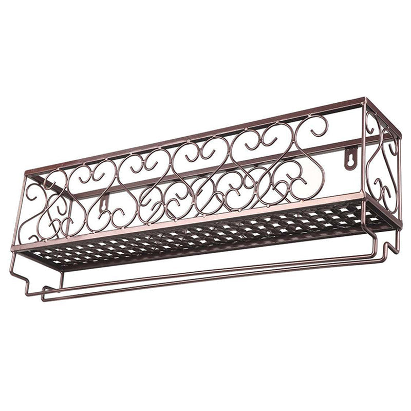 Metal Modern Wine Shelf with Bottle Stemware Holder Wall Mounted Wine Racks Clearhalo 'furn' 'furn_wine_racks' 'Furniture' 'Kitchen & Dining Furniture' 'Wine Racks' 'wine_racks' 5874996