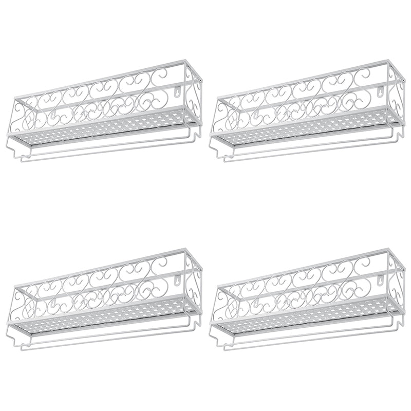 Metal Modern Wine Shelf with Bottle Stemware Holder Wall Mounted Wine Racks 19.7"L x 3.9"W x 6.7"H White 4 Piece Set Clearhalo 'furn' 'furn_wine_racks' 'Furniture' 'Kitchen & Dining Furniture' 'Wine Racks' 'wine_racks' 5875001