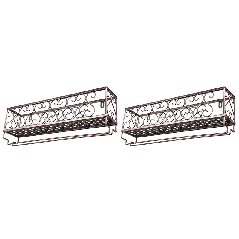 Metal Modern Wine Shelf with Bottle Stemware Holder Wall Mounted Wine Racks 19.7"L x 3.9"W x 6.7"H Coppery 2 Piece Set Clearhalo 'furn' 'furn_wine_racks' 'Furniture' 'Kitchen & Dining Furniture' 'Wine Racks' 'wine_racks' 5875002