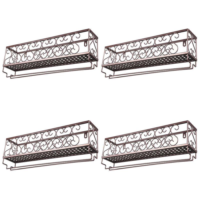 Metal Modern Wine Shelf with Bottle Stemware Holder Wall Mounted Wine Racks 19.7"L x 3.9"W x 6.7"H Coppery 4 Piece Set Clearhalo 'furn' 'furn_wine_racks' 'Furniture' 'Kitchen & Dining Furniture' 'Wine Racks' 'wine_racks' 5875003