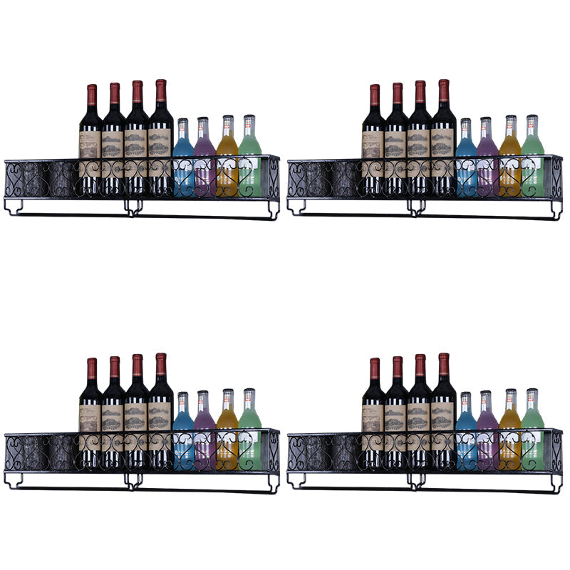 Metal Modern Wine Shelf with Bottle Stemware Holder Wall Mounted Wine Racks 31.5"L x 3.9"W x 6.7"H Black 4 Piece Set Clearhalo 'furn' 'furn_wine_racks' 'Furniture' 'Kitchen & Dining Furniture' 'Wine Racks' 'wine_racks' 5875005